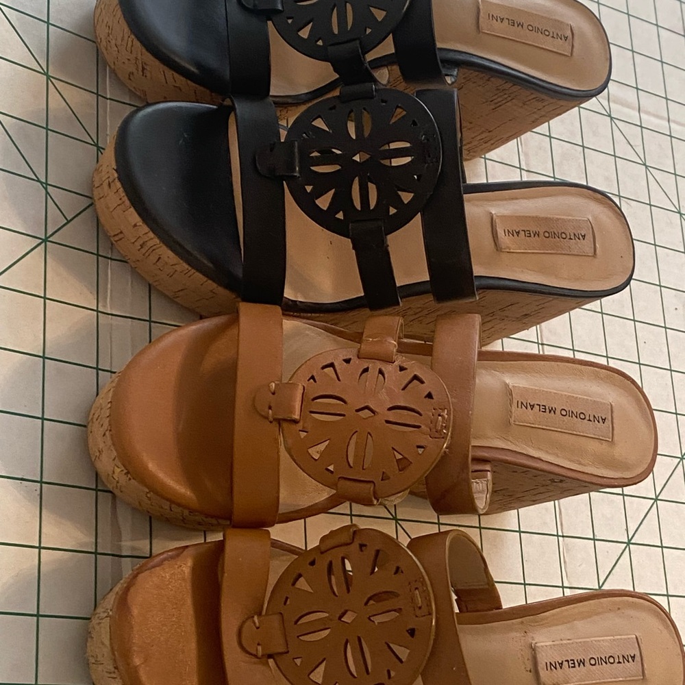 Antonio Melani Black & Brown Wedge shoes 2 pairs for $23